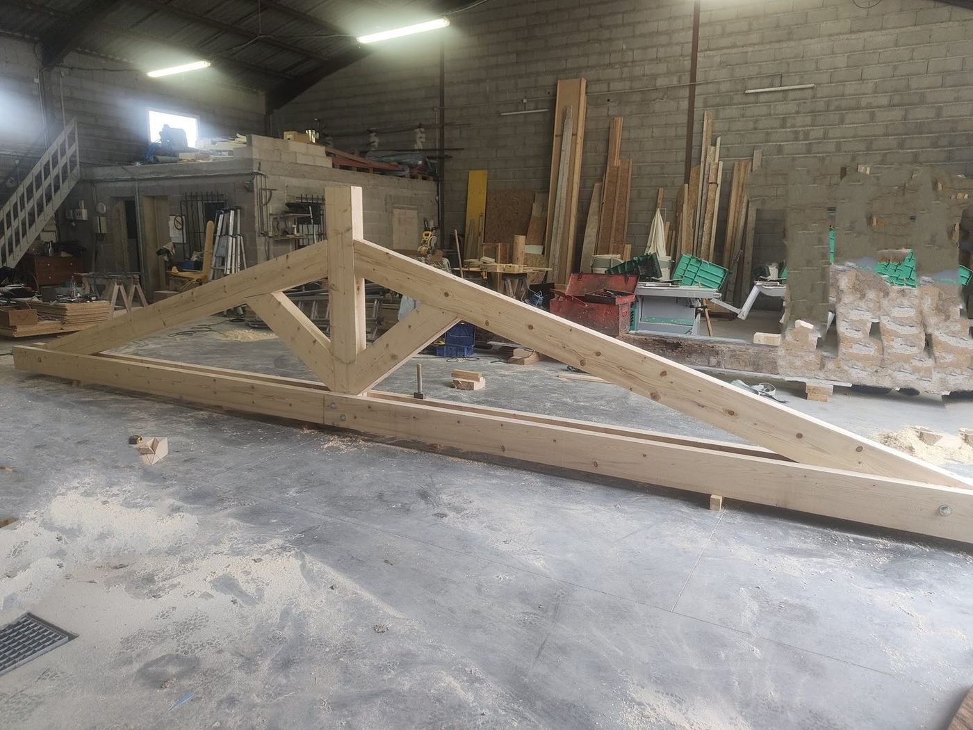 Fabrication de charpente en atelier